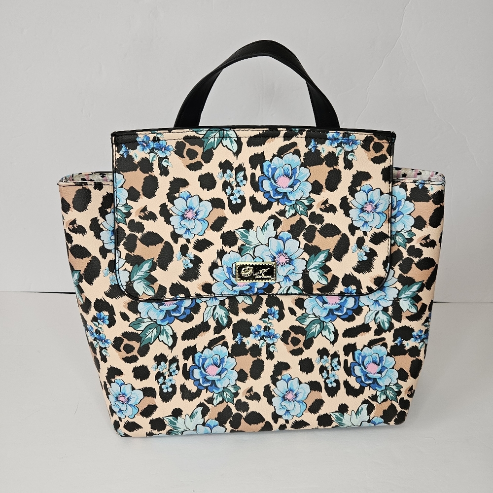 Betsey Johnson Floral Leopard Backpack - Blue and Black